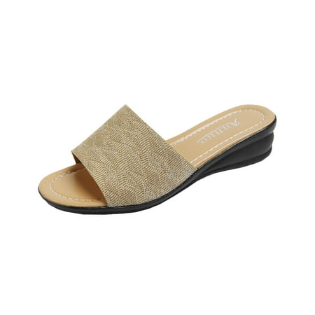 

Summer Savings Clearance! PEZHADA Womens Sandals Wedge Sandals for Women Slotted Casual Shoes Slope Heel Fish Mouth Beach Sandals And Slippers Khaki