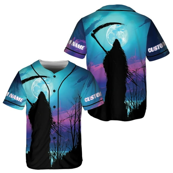 Lotusprinthandmade Personalized Halloween Skull Skeleton Baseball Jersey XS-5XL Multicolor (XS), custom name skeleton jersey, skull halloween baseball shirt