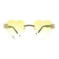 thumbnail image 2 of Womens Rimless Rhinestone Jewel Heart Shape Luxury Sunglasses Gold - Yellow, 2 of 4