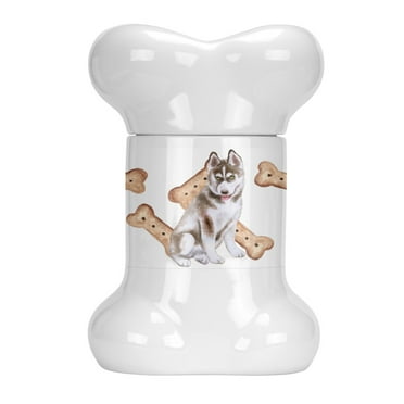 Siberian Husky Bone Shaped Treat Jar