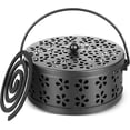 thumbnail image 1 of Retro Portable Iron Mosquito Incense Holder With Handle Round Fireproof Incense Holder(black), 1 of 5