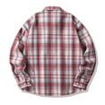 thumbnail image 4 of USNSM Men's Flannel Shirt Casual Business Plaid Loose Shirt Turndown Collar Button up Long Sleeve Tops with Chest Pocket Red 4XL, 4 of 4