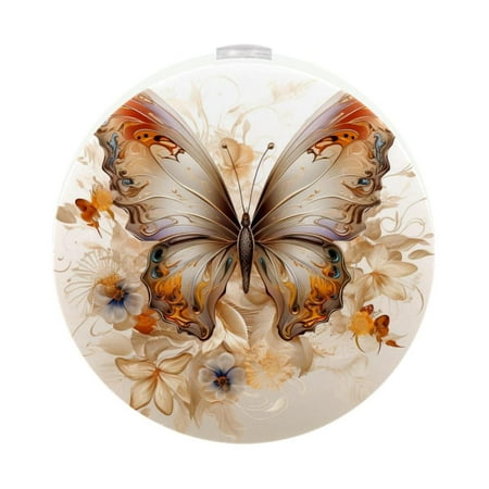 

Butterfly Led Round Night Light-2pcs Dimmable Plug-in Mini Wall Lamp with Auto Sensor for Bedroom Bathroom Hallway Kitchen Stairway Energy Efficient Warm White Glow
