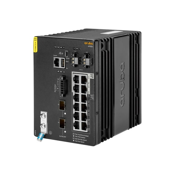 HPE Aruba 4100i - Switch - 8 x 10/100/1000 (PoE Class 4) + 4 x 10/100/1000 (PoE Class 6) + 2 x SFP+ - DIN rail mountable - PoE Class 4 / PoE Class 6