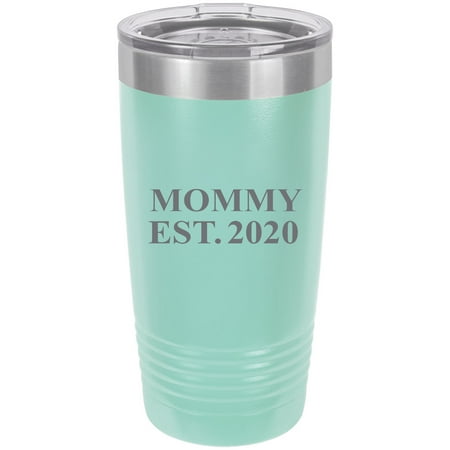 

Mommy Established EST. 2020 Stainless Steel Engraved Insulated Tumbler 20 Oz Travel Coffee Mug Teal