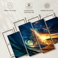 thumbnail image 6 of Elephant Stock Ocean Sunset Wave Wall Art - Horizontal Multi Panel Canvas - Living Room Wall Decor - Beach Multi Panel - Teal And Yellow Decor - 43" x 27", 6 of 8