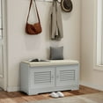 thumbnail image 2 of S-HOME Shoe Storage Bench with Detachable Cushion, 28.74 Inch Entryway Cabinet with 2 Door Design for Easy Access, Grey, 2 of 14