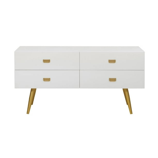 Homefare Four Drawer Chest In White And Gold Walmart Com