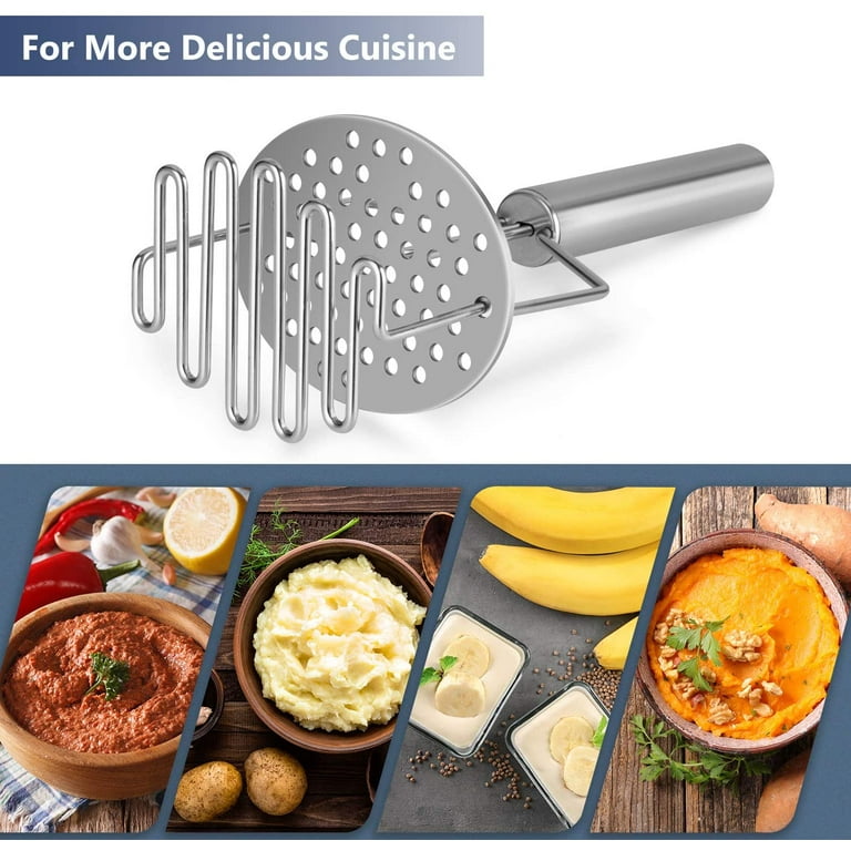 Stainless Steel Potato Masher, Potato Ricer with Durable Sturdy Grips, Perfect for Efficiently Making Mashed Potatoes, Guacamole, Egg Salad