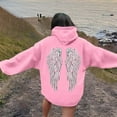 thumbnail image 2 of Fall Oversize Hoodies For Women Angel Wing Print Long Sleeve Hooded Drawstring with Pocket Y2k Winter Sweatshirts Pink, 2 of 5