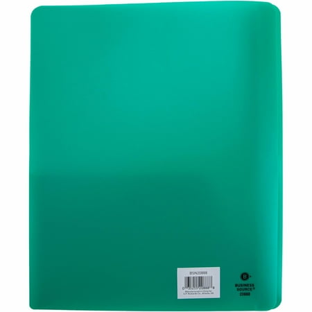 Business Source, BSN20888, 3-Hole Punched Poly Portfolios, 1 Each, Green