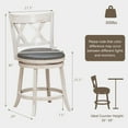 thumbnail image 3 of Costway 25.5" Hand-Antiqued Bar Stool Set of 2 Swivel Counter Height 20" Wider Seat, 3 of 8