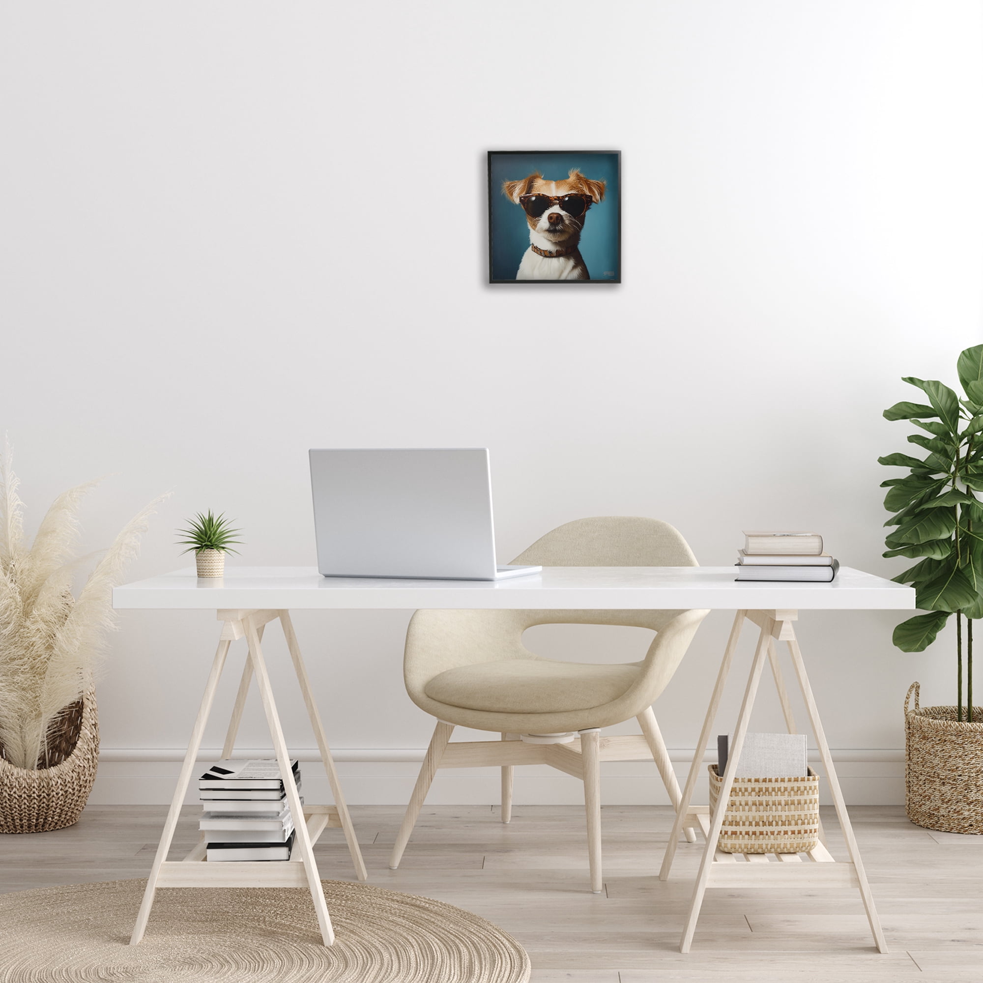 Stupell Industries Cool Dog on Blue Animals & Insects Painting Black Framed Art Print Wall Art, 12 x 12