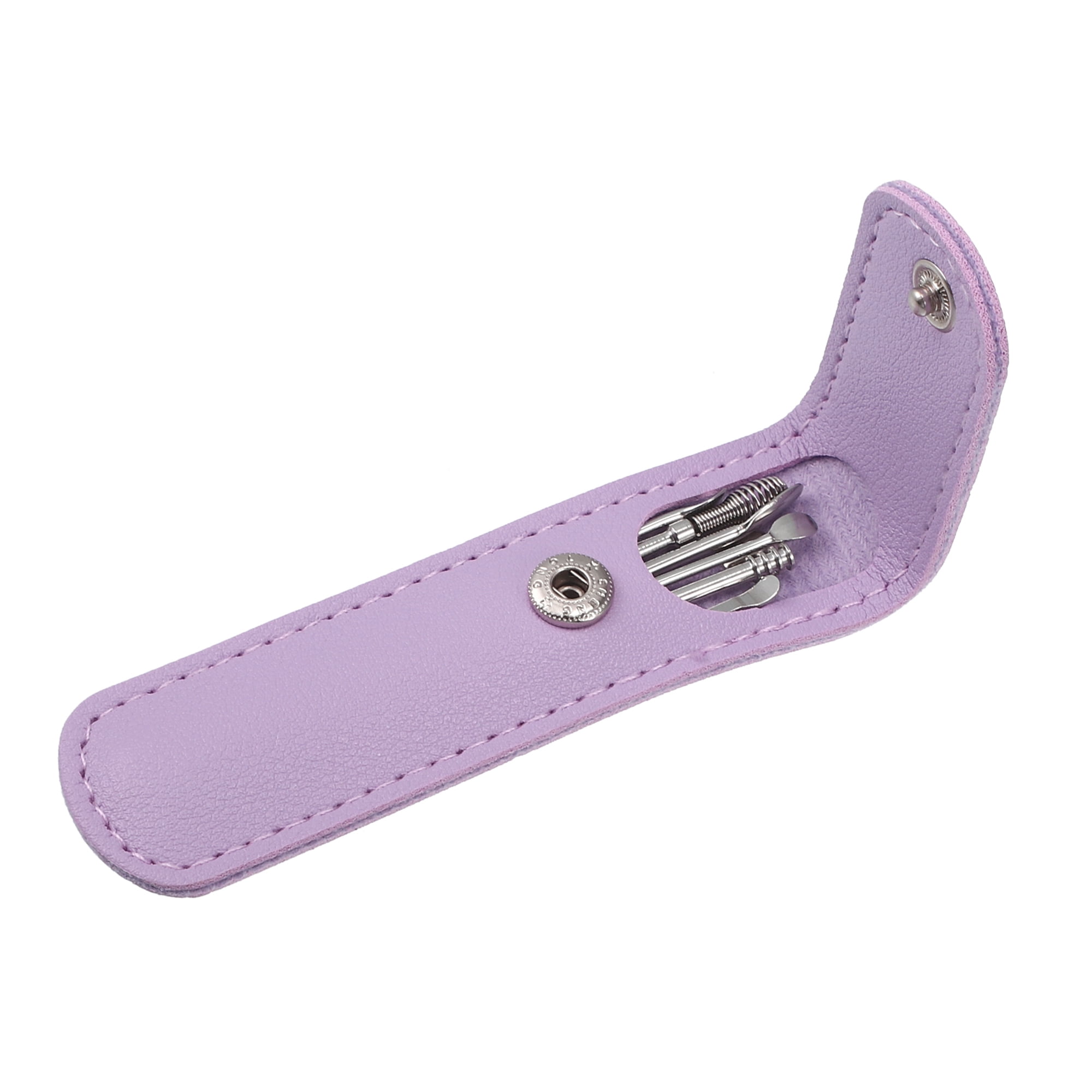 Unique Bargains 6 Pcs Stainless Steel Ear Cleansing Tool Set Ear Cleaner Ear Care Set Purple
