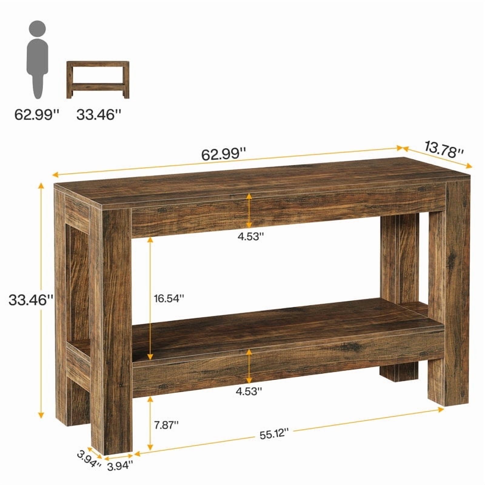 Tribesigns 62.99" Long Wood Console Table, Farmhouse 2-Tier Entryway Table Sofa Table