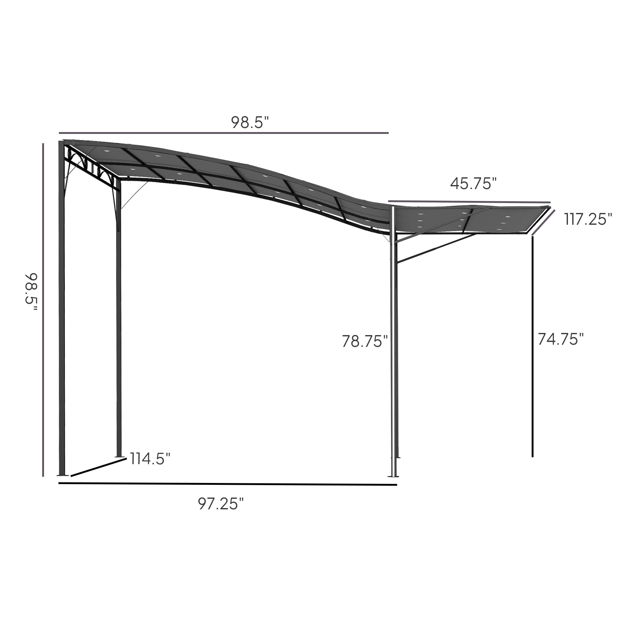 Outsunny 10' x 8' Outdoor Pergola and Patio Gazebo, Extendable Side Awning, Sun Shade Shelter for Garden, Camper, Deck, Doors and Windows, Dark Gray