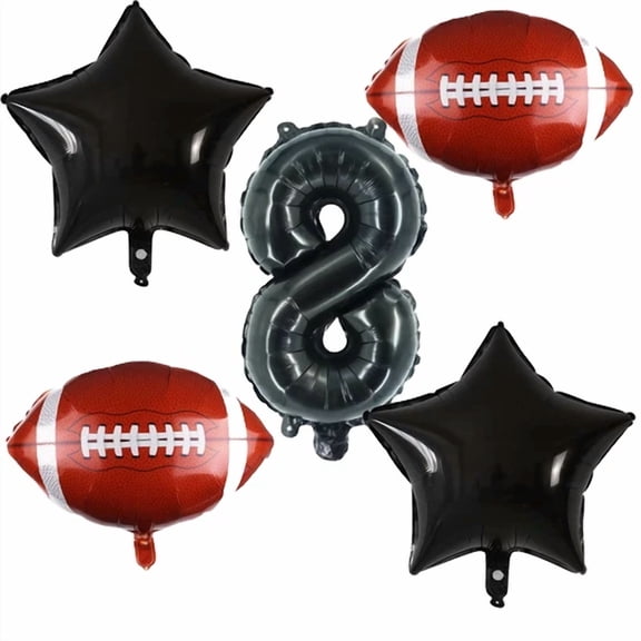 VAULT- Number 8 Football Party Balloons Black Red Decor Kit Balloons