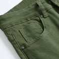 thumbnail image 4 of Mens Jeans Male Thin Breathable Ripped Jeans Solid Ripped Pants Slim Stretch Casual Denim Pants Wide Leg Jeans Men Army Green 40, 4 of 5