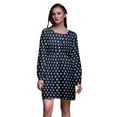 thumbnail image 1 of Bimba Robe Midi Boutonnée à Fleurs Roses Bleues pour Femmes Tunique Manches Longues Smockée-TTTG, 1 of 1