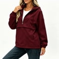 thumbnail image 5 of IUYRTFE Women's Half Zip Waterproof Jacket with Detachable Hood Long Sleeve Outdoor Windbreaker, 5 of 7