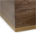 thumbnail image 5 of Square Coffee Table, Dark Brown Solid Wood Cocktail Table with Tapered Base and Brass Trim for Living Room, 5 of 9