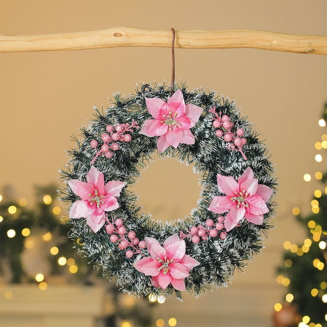 Corona Navideña con Lazo, Bola Dorada y Piña. Ideal para Puertas, Ventanas y Paredes. Decoración Navideña para Interiores y Exteriores.
