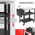 thumbnail image 5 of PARGRILL Three-Shelf Outdoor Grill Prep Utility Cart with Foldable Side Table, 46.6" x 20", 4 Lockable Casters，200 LBS, 5 of 8
