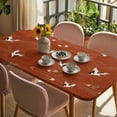 thumbnail image 3 of Japanese Style Table Cloths for 6 Foot Rectangle Tables, Vintage Art Cranes Ocean Wave Red Patio Waterproof Elastic Fitted Tablecloths, Washable Rectangular Table Cover for Camping, 3 of 8
