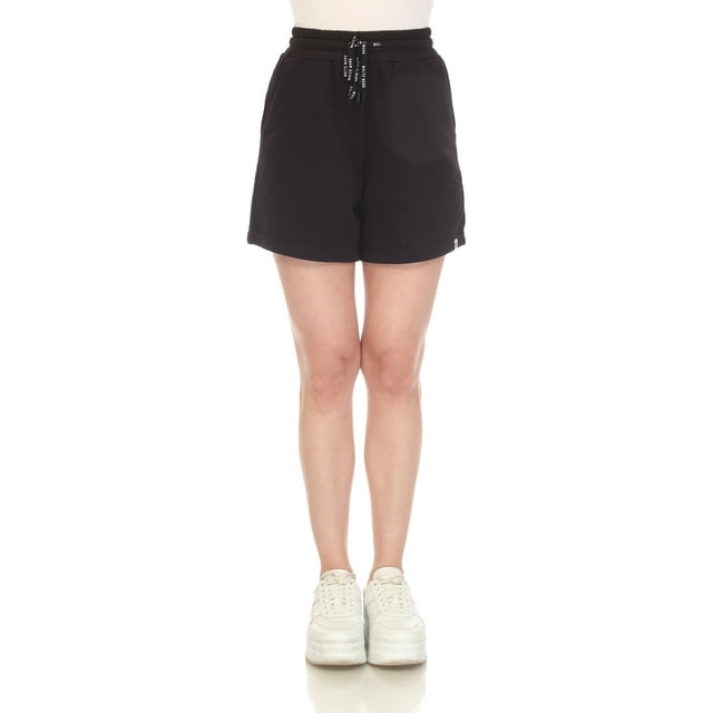 White Mark Short en Molleton Longline Extensible à Taille Haute pour Femmes