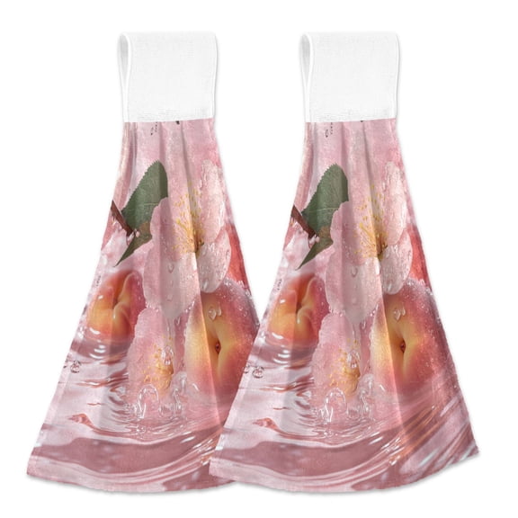 BZSMCE Hanging Hand Towels Fashion Blossoms in Water Pattern 2-Pack - Velcro Style Bathroom Kitchen Towels