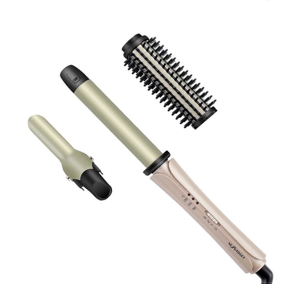 Set 3 en 1 de rizador y plancha de pelo con revestimiento de titanio, herramienta de peinado de calentamiento rápido.