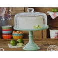 thumbnail image 3 of Pioneer Woman Pedestal Cake Plate & Glass Lid Jadeite Color 10 Inch, 3 of 4