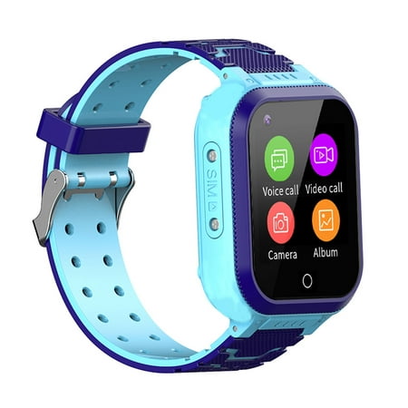 4G Smart Watch for Kids, IP67 Waterproof Touch Screen Children WiFi Phone Smartwatch with GPS Tracker, Video Chat, Camera, SOS, Bluetooth Wrist Watch, Compatible Android iOS, Blue