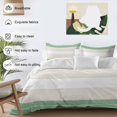 thumbnail image 3 of Beige Fruit Green Stripe Duvet Cover Set Full Size, Gradient Line 4 Piece Soft Microfiber Bedding Set with 1 Duvet Cover, 1 Flat Sheet, 2 Pillowcases, 3 of 9