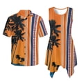 thumbnail image 4 of Psesaysky Tropical Palm Tree Couples Matching Outfit Summer Womens Tunic Dress Matched Mens Shirts Native Stripe His and Her Matched Outfit Flared Sundress with Pockets&Buttons Shirts-L, 4 of 7