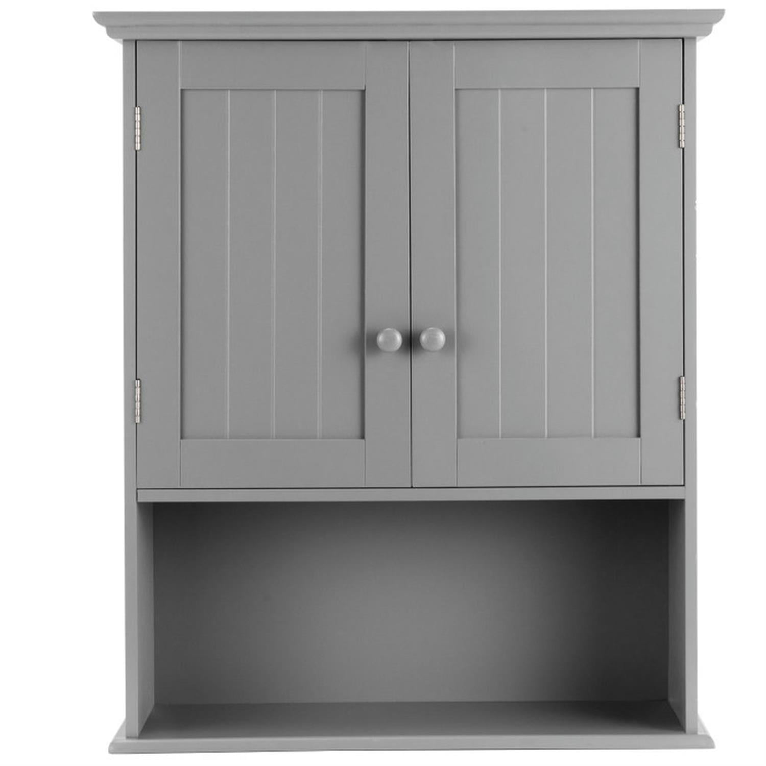 Demi Bonn Wall Mounted Bathroom Cabinet, Medicine Cabinet, 2-Door Wall Mount Bathroom Storage Cabinet with Open Shelf for Kitchen, Entryway, Bathroom, Gray