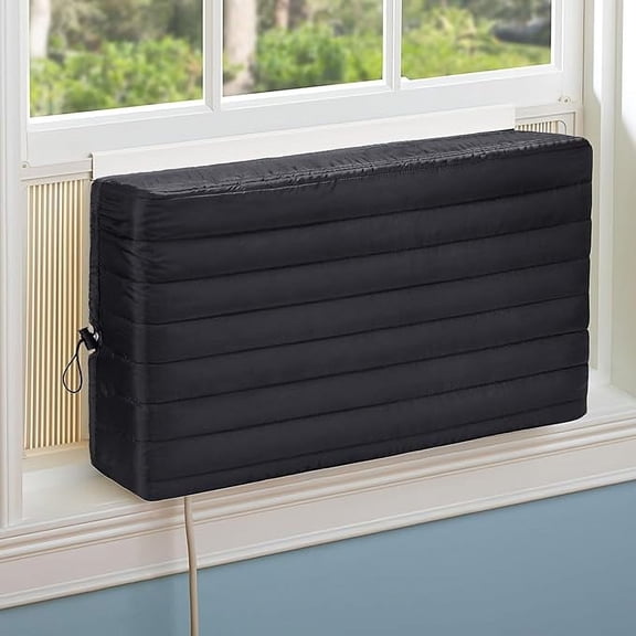 Indoor Air Conditioner Cover for Window Units,Double Insulation Anti-Rust Adjustable Inside Window AC Cover with Free Elastic Straps