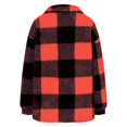 thumbnail image 4 of felwors Fuzzy Fleece Jackets for Women Casual Button Down Sherpa Jacket Warm Plaid Shacket Trendy Winter Coats Outwear 2025 Orange, L, 4 of 4