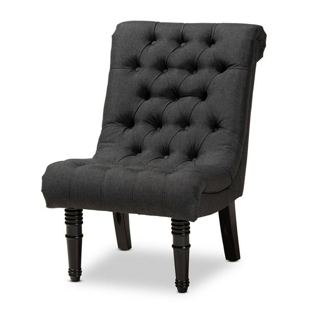 Baxton Studio Barthe Chaise d'Appoint en Tissu Gris avec Dossier Roulé
