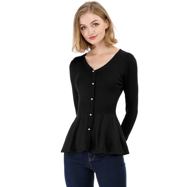 Día de San Patricio Top De Peplum De Punto Jersey Acanalado De Manga Larga Con Cuello En V Para Mujer Negro XL