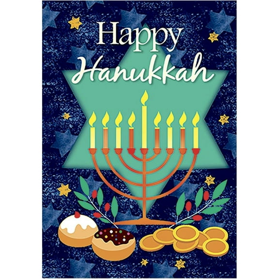 Happy Hanukkah House Flag Double Sided Holiday Menorah 28 x 40 Inch