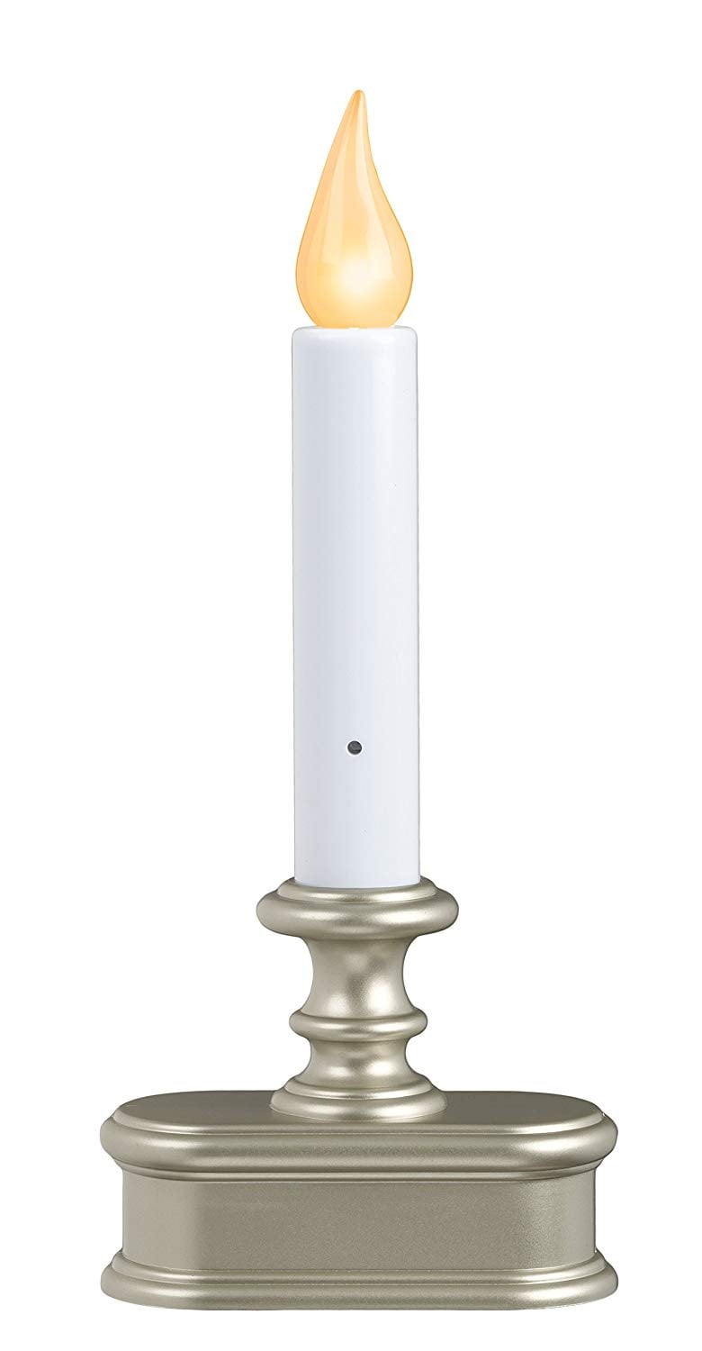 Xodus Innovations FPC1520B Battery Operated Flameless LED Window Candle with Dusk to Dawn Light Sensor with Warm White Flickering Flame Antique Brass