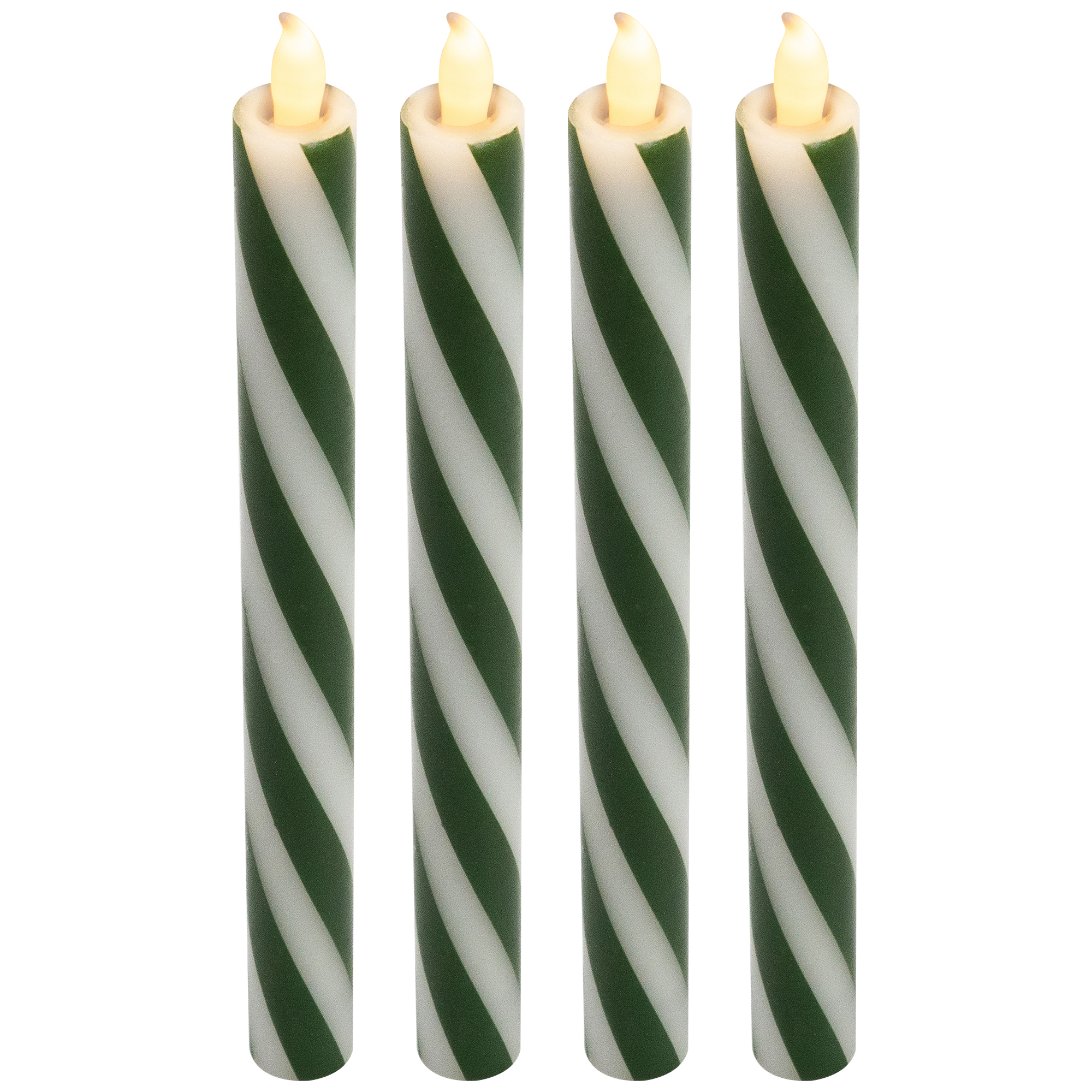 Northlight Candy Cane Striped Flickering Tapered Flameless Christmas Candles - 9.5" - Green and