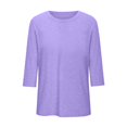 thumbnail image 7 of Yubnlvae Women's Plus-Size 3/4 Sleeve Tops & Blouses Plus Size Tunic Tops for Womenclearance! Solid, Round Neck, Purple, Xxl, 7 of 7