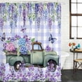 thumbnail image 2 of Purple Flowers Shower Curtain, Waterproof Shower Curtains for Bathroom, Weeping Spring Floral Truck Butterfly Checkered Washable Fabric Bathtub Curtain Set Bath Decor with 12 Hooks Long 72"x84", 2 of 8