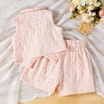 thumbnail image 5 of ITSAME Kids Girls Outfits 2-Piece, Lapel Button Up Vest and Shorts Summer Fashion Casual Clothes Set Pink Size 6, 5 of 7