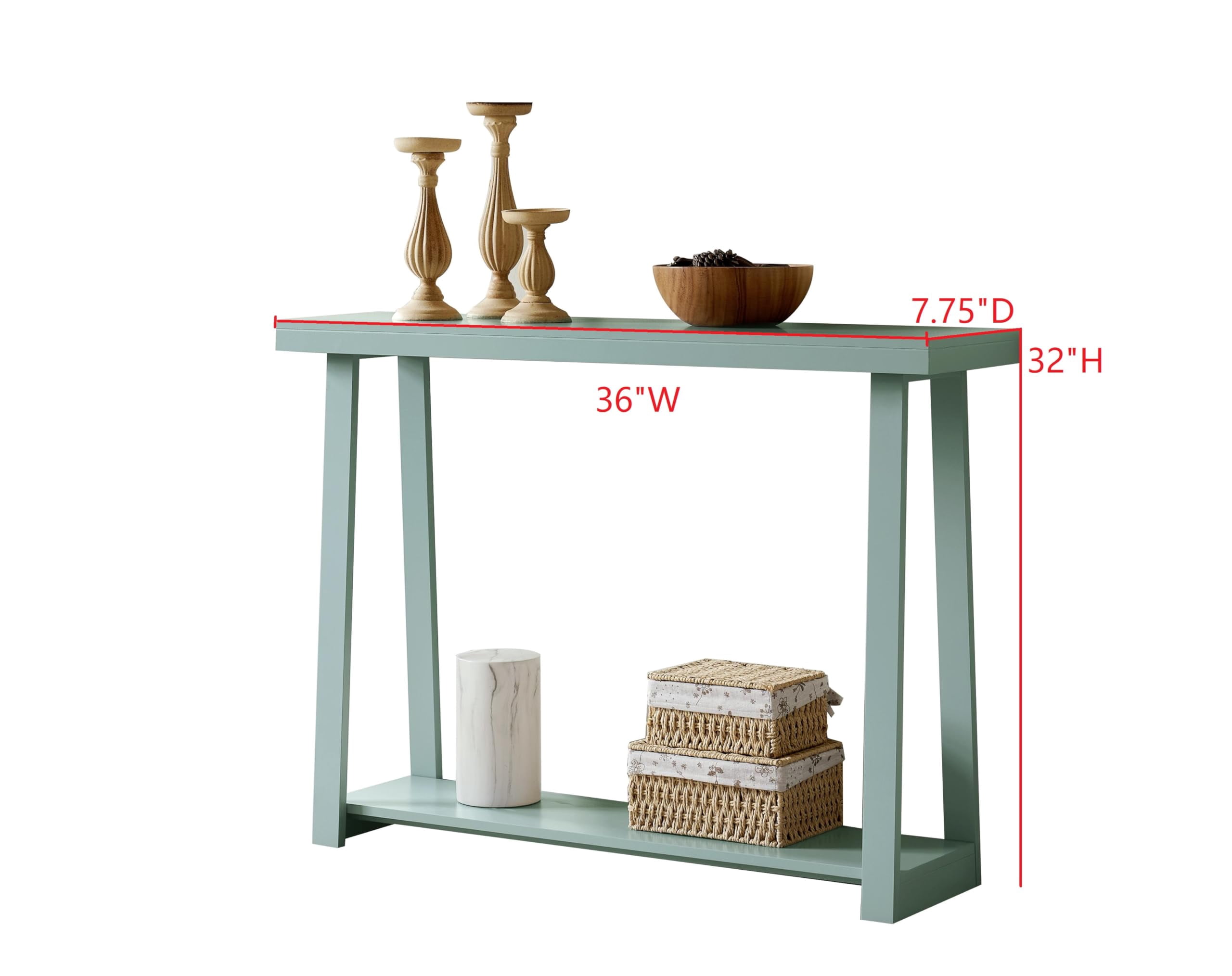 Kings Brand Furniture Emma Wood Console Sofa Table with Storage Shelf for Entryway, Hallway, Behind The Couch, Living Room, Foyer, Bedroom (Ice Blue, 36 inches)