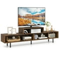 thumbnail image 1 of Costway TV Stand, 63” Long Entertainment Center with Open Storage Shelves for TVs up to 70” Rustic Brown, 1 of 10