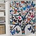 thumbnail image 6 of JEUXUS Colorful Butterfly Trees Watercolor Shower Curtain Set White, 6 of 7