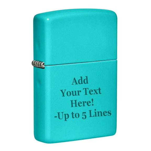 Zippo Lighter - Personalized Custom Message Engrave on Classic with Zippo Logo Windproof Lighter (Flat Turquoise 49454)